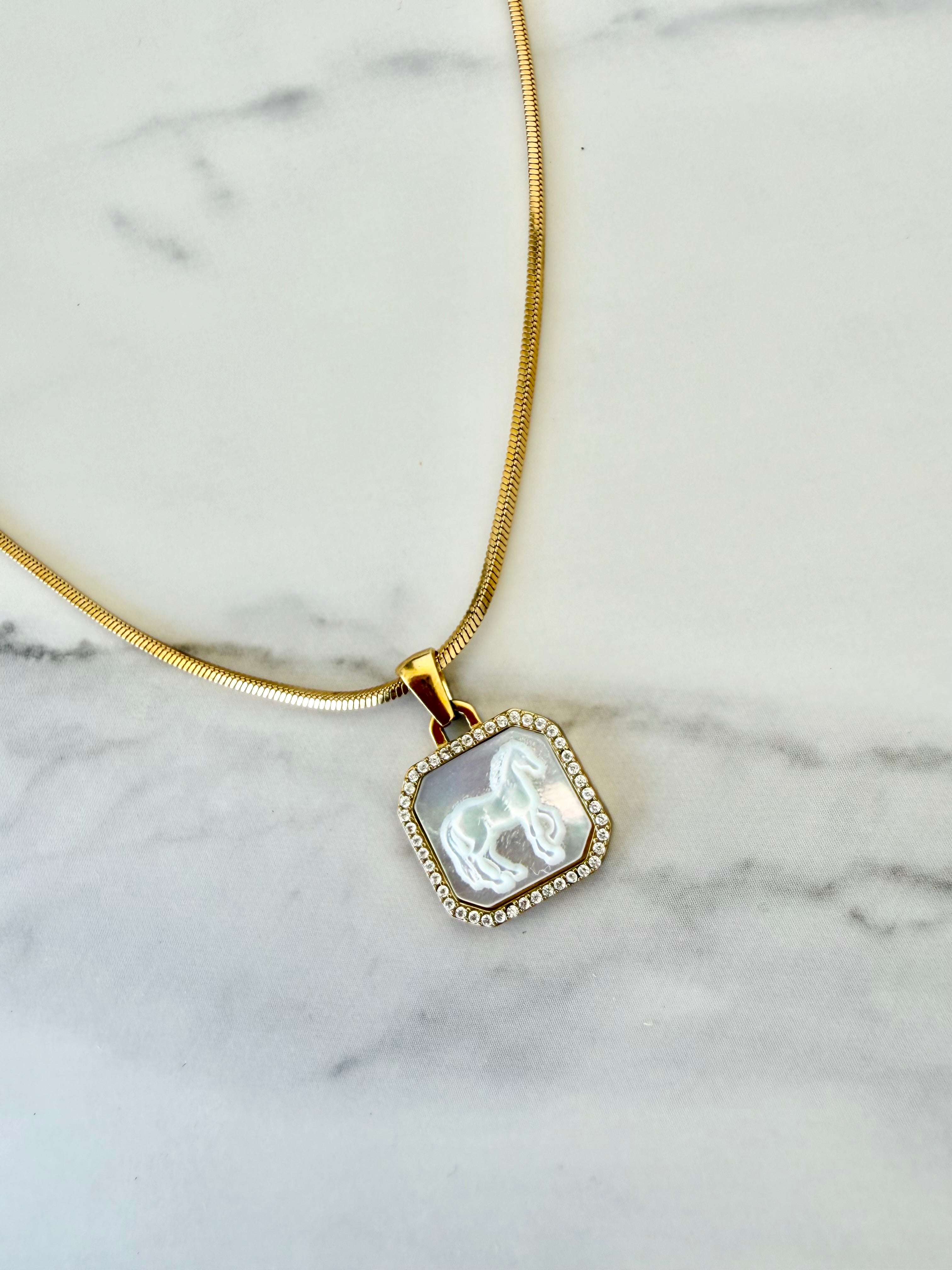 Horse Girl Necklace- Gold
