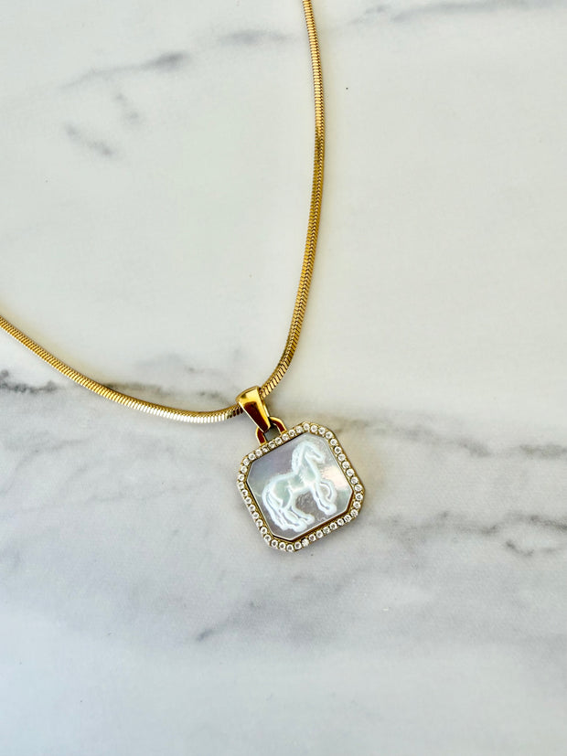 Horse Girl Necklace- Gold