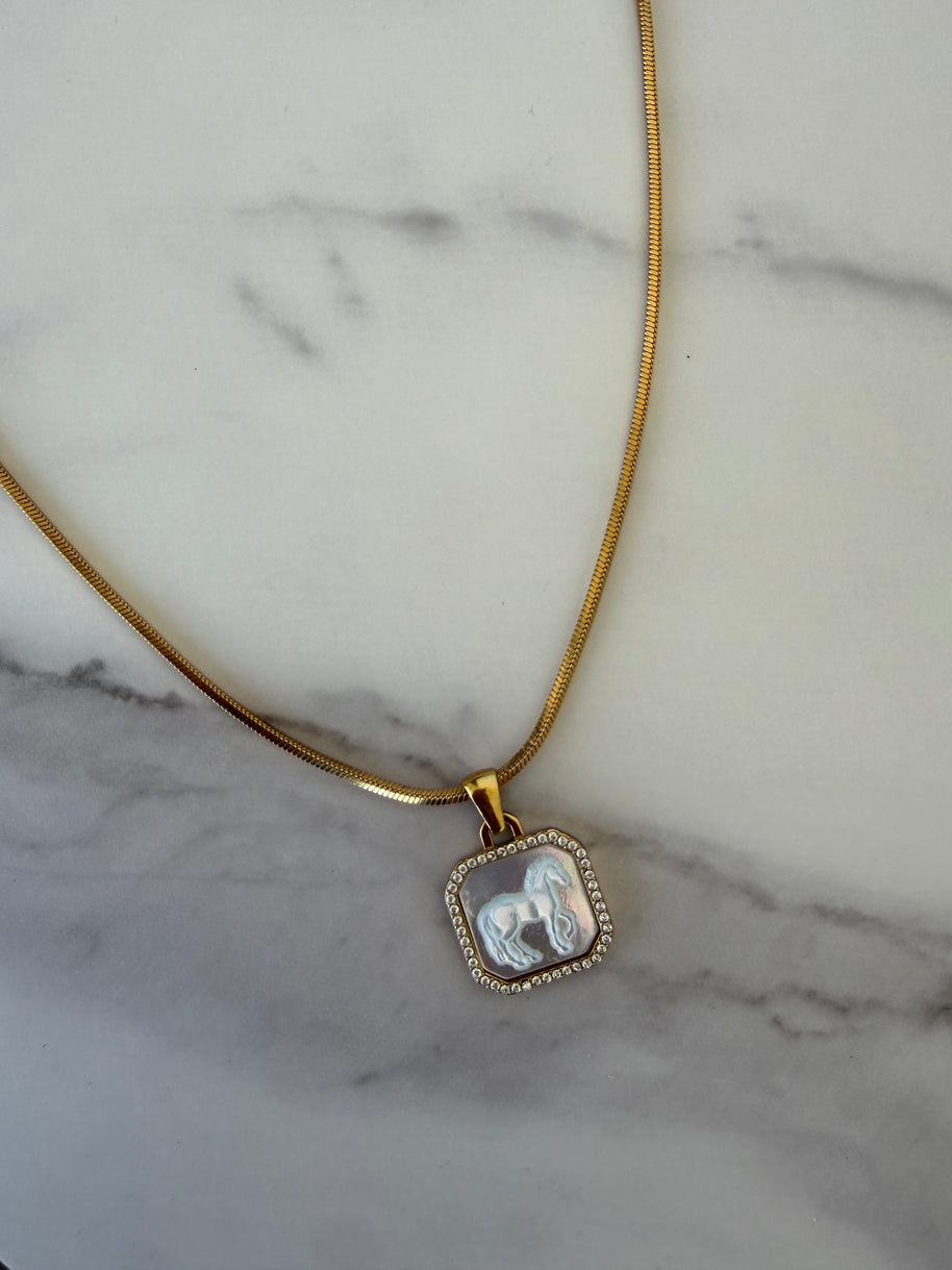 Horse Girl Necklace- Gold