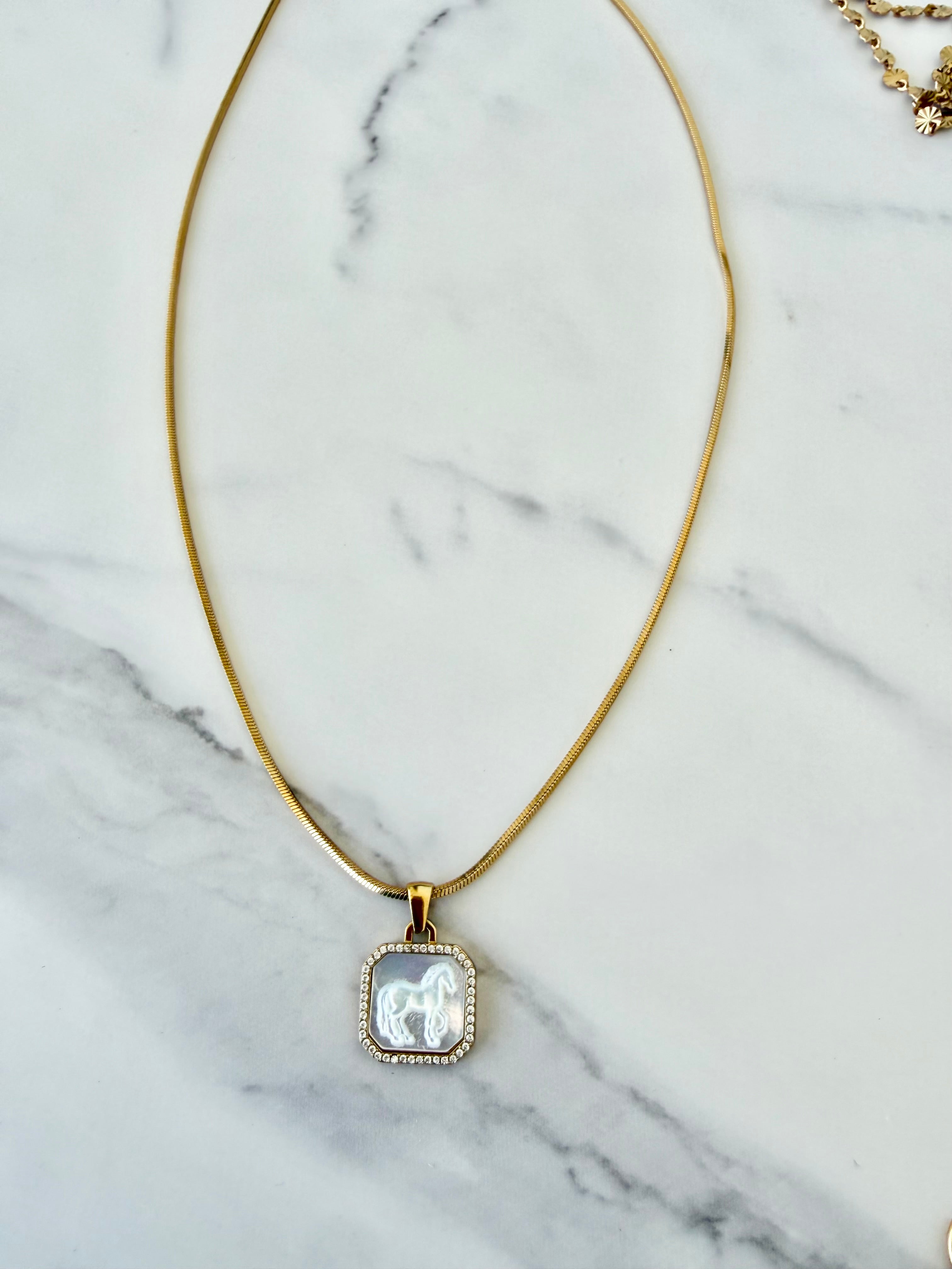 Horse Girl Necklace- Gold