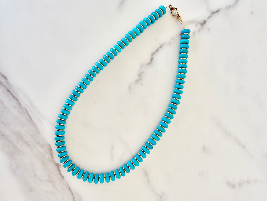 Turquoise Beaded Necklace- Short