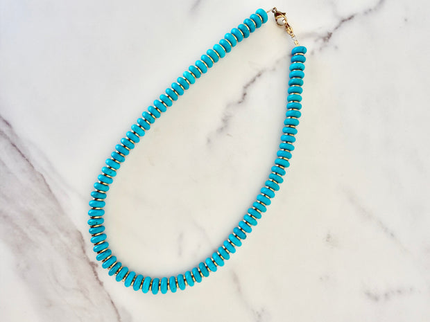 Turquoise Beaded Necklace- Short