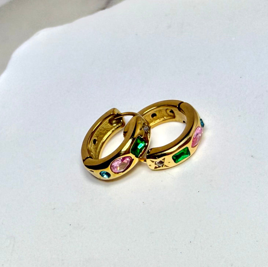 Golden Prism Huggie Earring