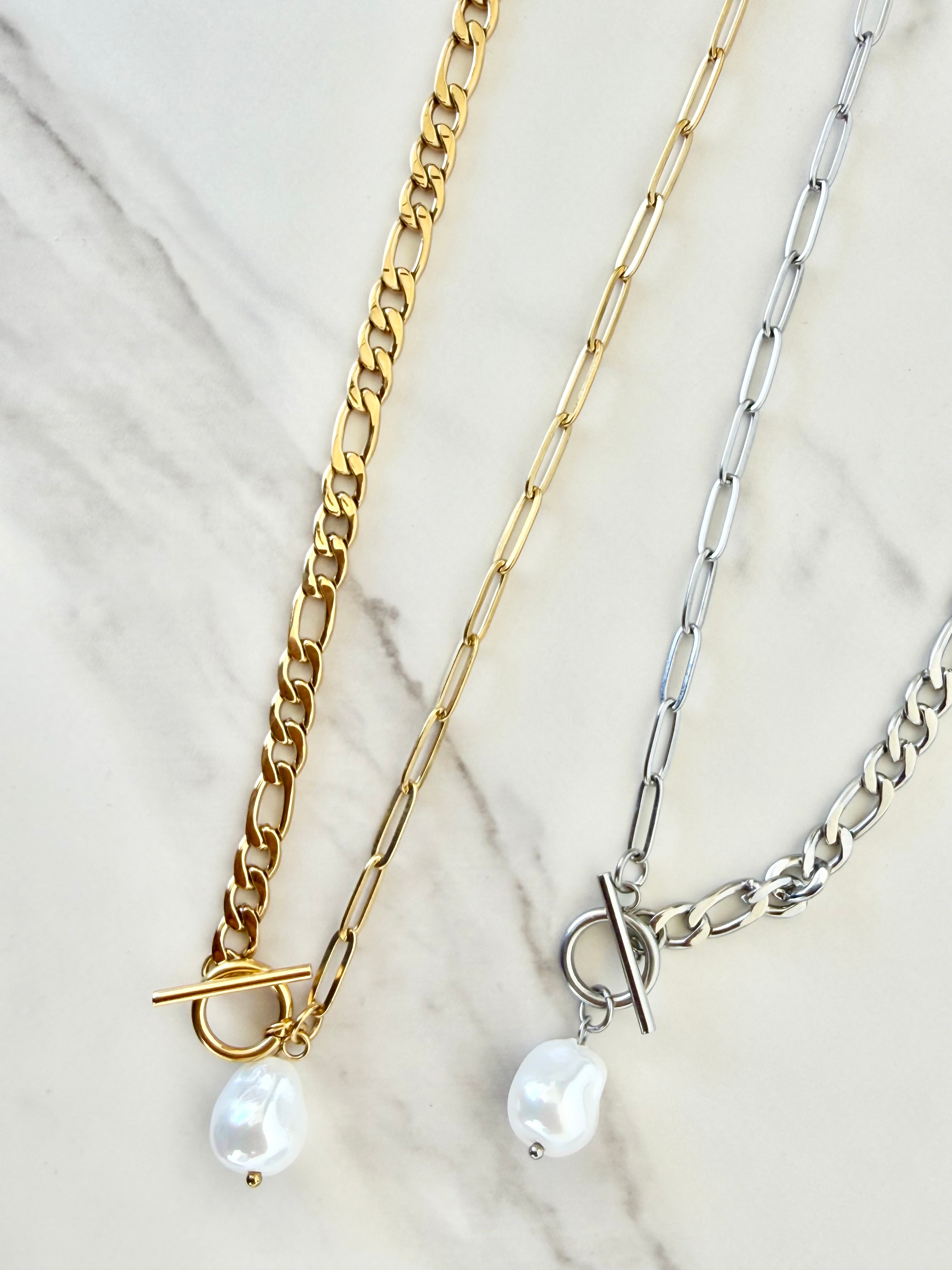Roped Myself a Pearl Necklace- Silver