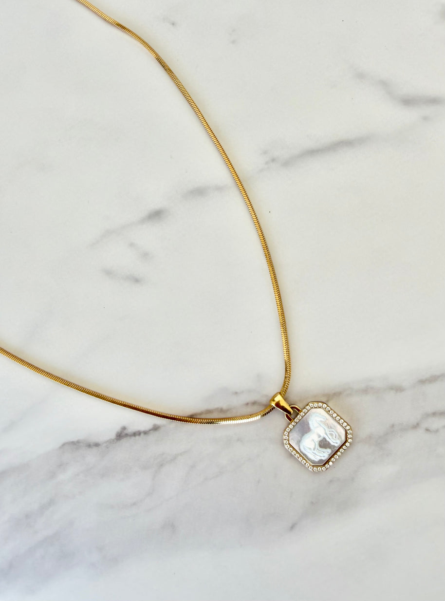 Horse Girl Necklace- Gold