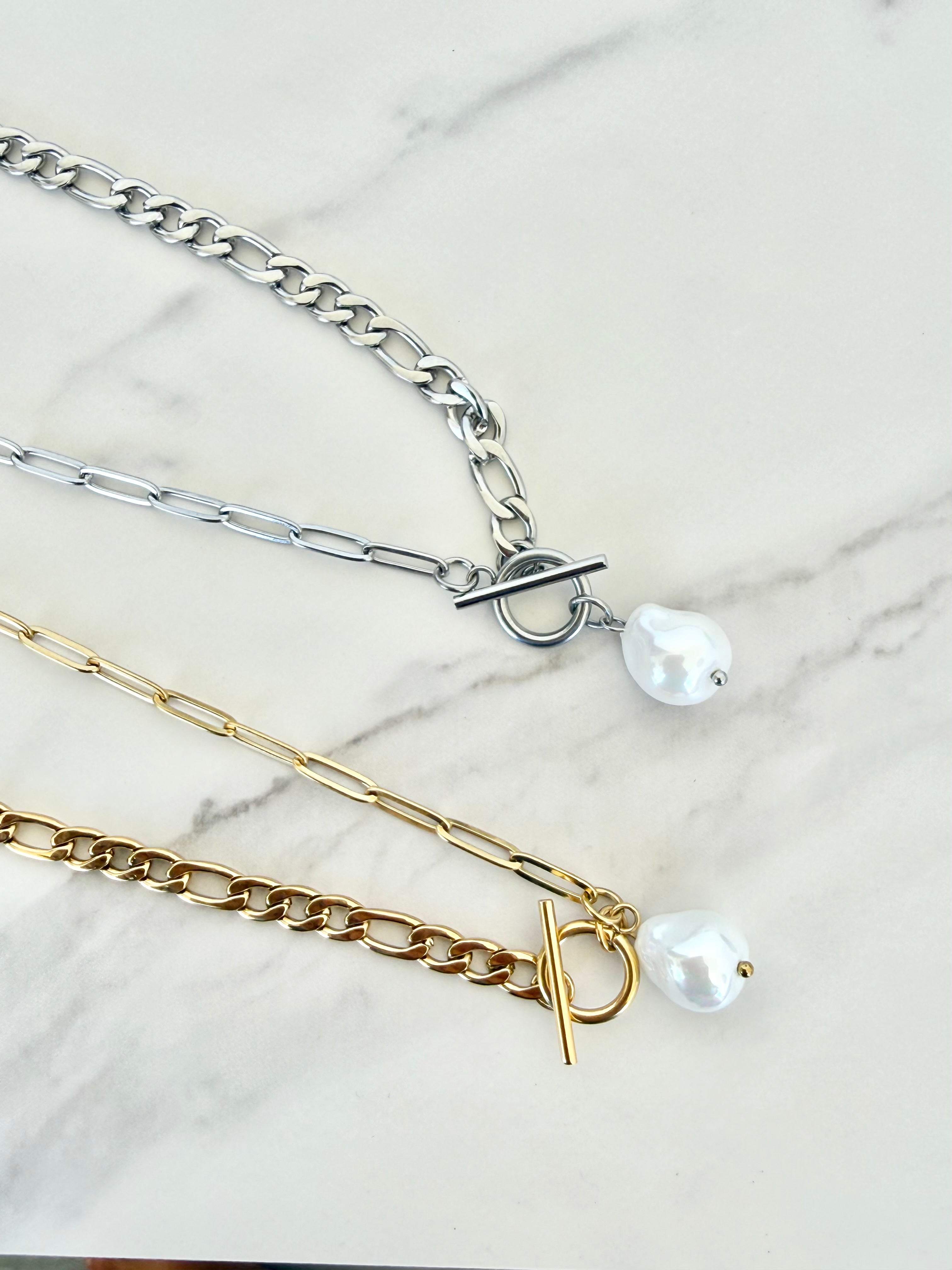 Roped Myself a Pearl Necklace- Silver