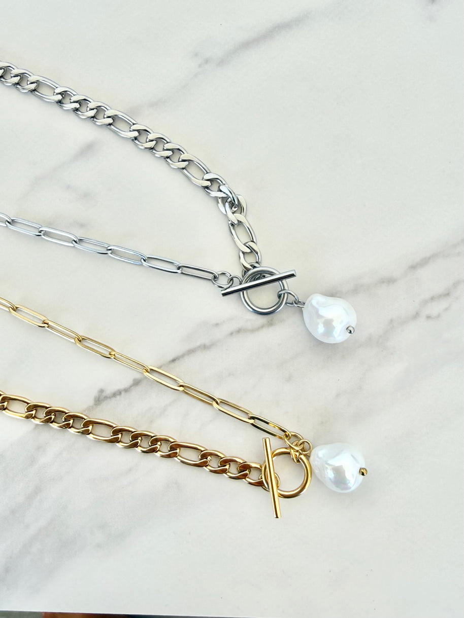 Roped Myself a Pearl Necklace- Silver