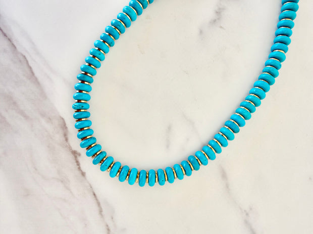 Turquoise Beaded Necklace- Short