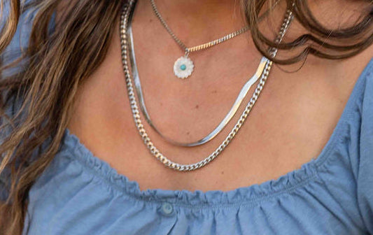 Snake Skin Stacking Chain- Silver