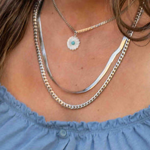 Snake Skin Stacking Chain- Silver