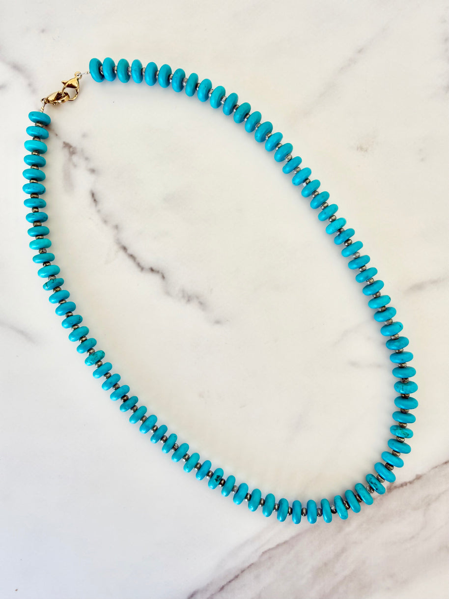 Turquoise Beaded Necklace- Long