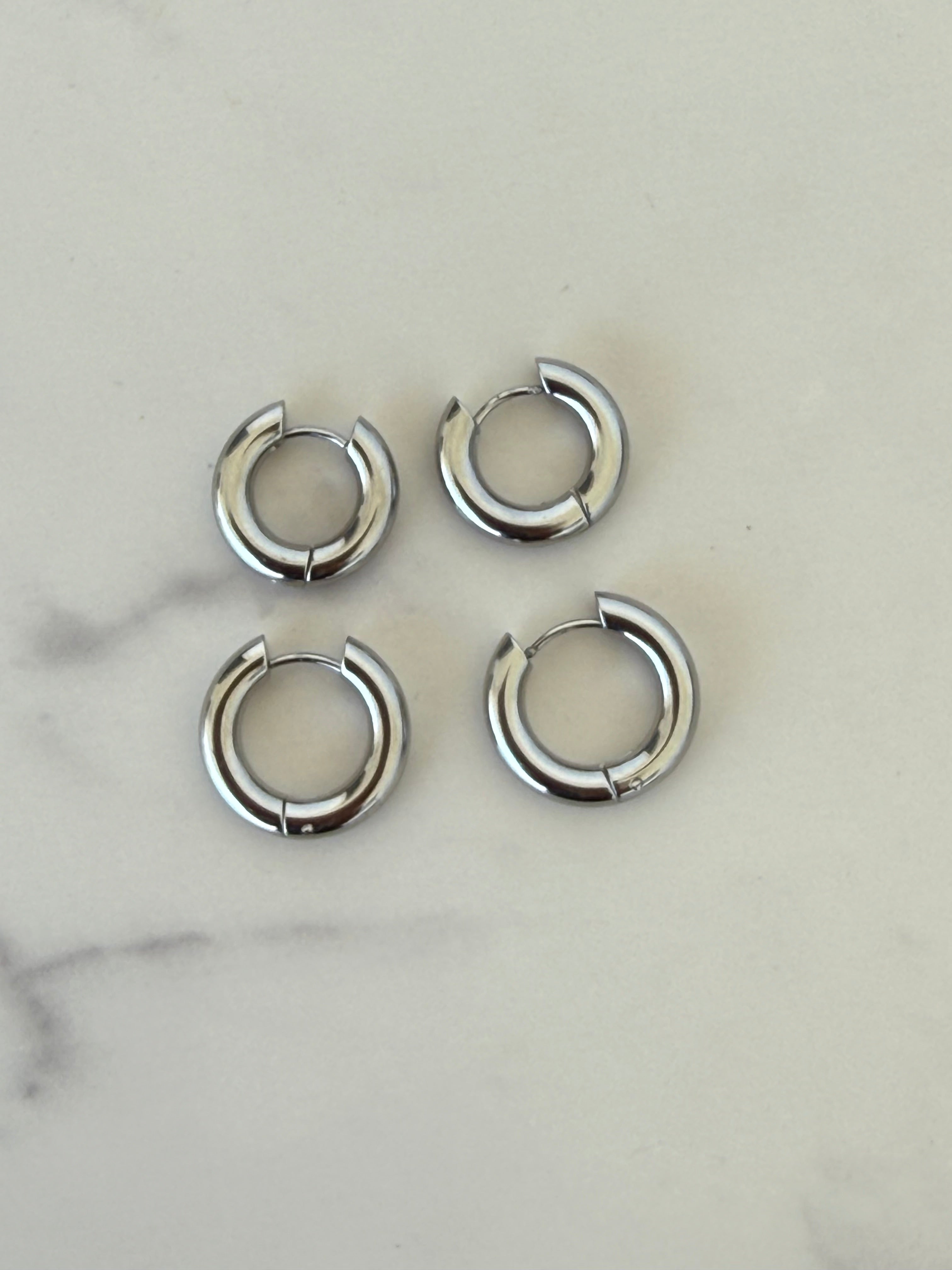 Silver Nugget Hoop- Small