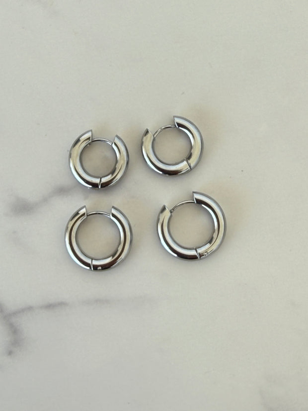Silver Nugget Hoop- Small